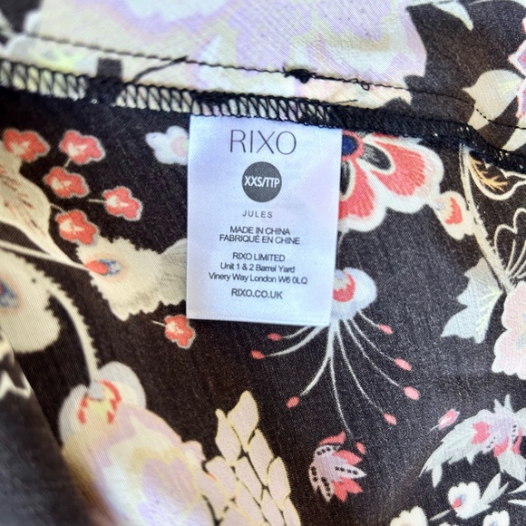 Rixo NWT Black Floral Long Sleeve Mini Dress 2 XXS Buttons Sold out Boho - Picture 14 of 16